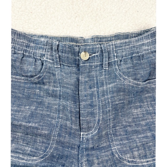 FRENCH CONNECTION • Blue Linen High-Waisted Shorts - Picture 6 of 13
